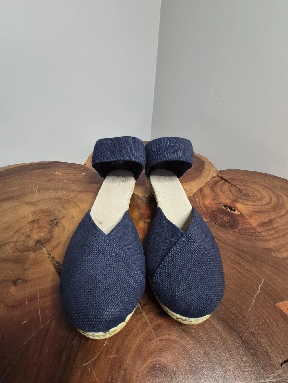 Charleston Shoe Co. Chloe Low Espadrille Wedge Sandal Navy Blue - 9